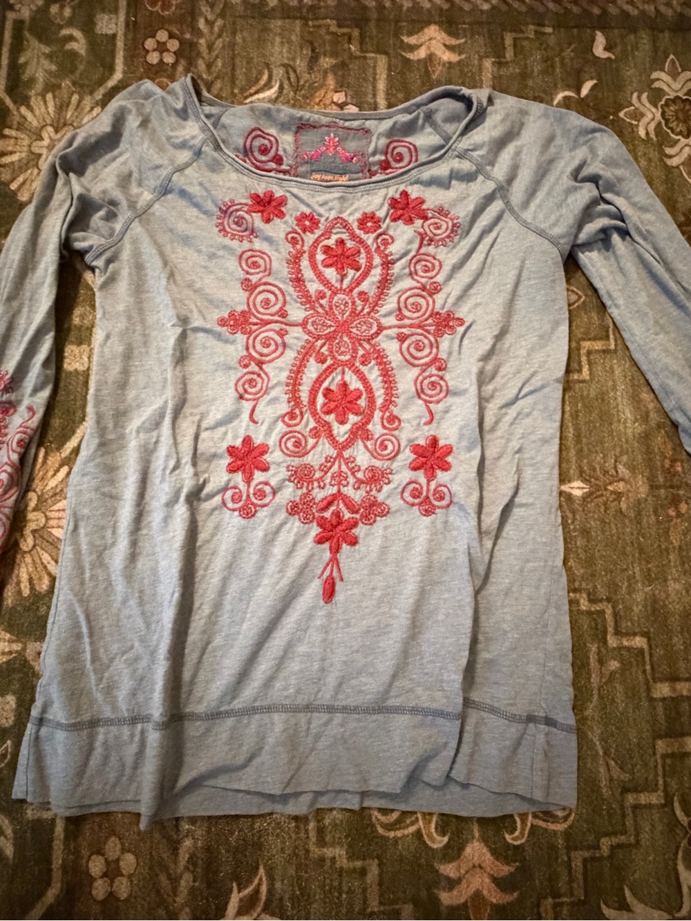 Johnny Was Embroidered Long Sleeve Blouse Size Medium